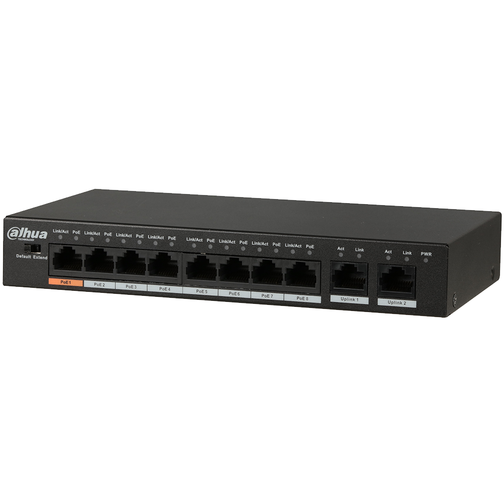 Dahua PFS3010-8ET-96 — PoE-коммутатор 8+2 (96 Вт)